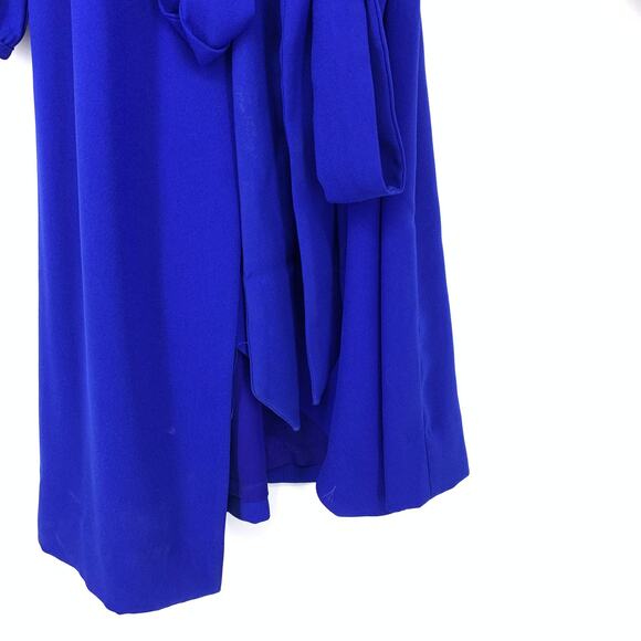 J. Crew Wrap Dress Womens Size 4 3/4 Sleeve Tie Waist Blue - Picture 4 of 6